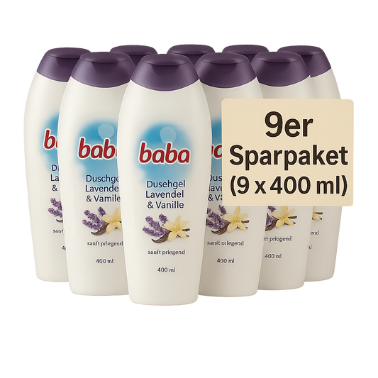 Baba Duschgel Lavendel & Vanille – 9er Sparpaket (9 x 400 ml)